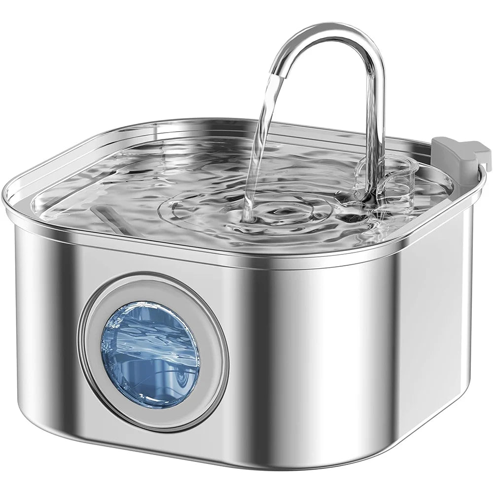 Stainless Steel Cat Water Fountain 108oz USB Silent Pump