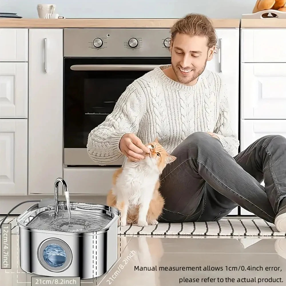 Stainless Steel Cat Water Fountain 108oz USB Silent Pump