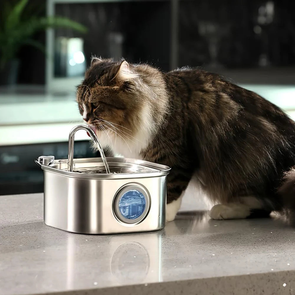 Stainless Steel Cat Water Fountain 108oz USB Silent Pump
